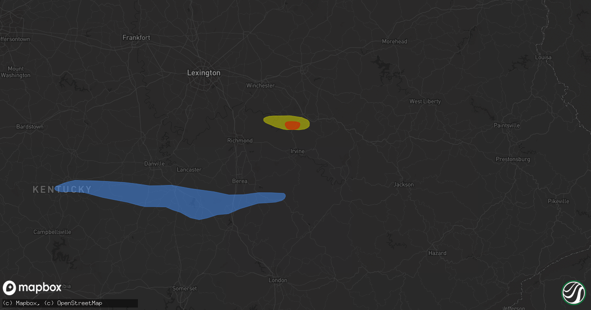 Hail map in Irvine, KY on May 16, 2023