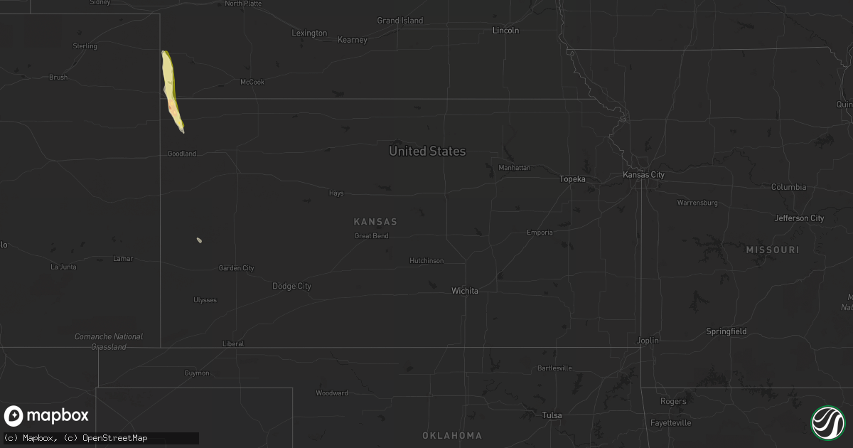 Hail map in Kansas on May 16, 2023