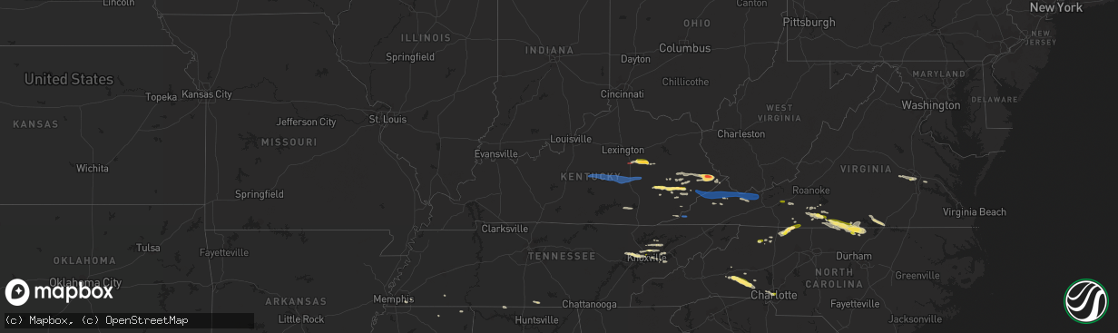 Hail map in Kentucky on May 16, 2023