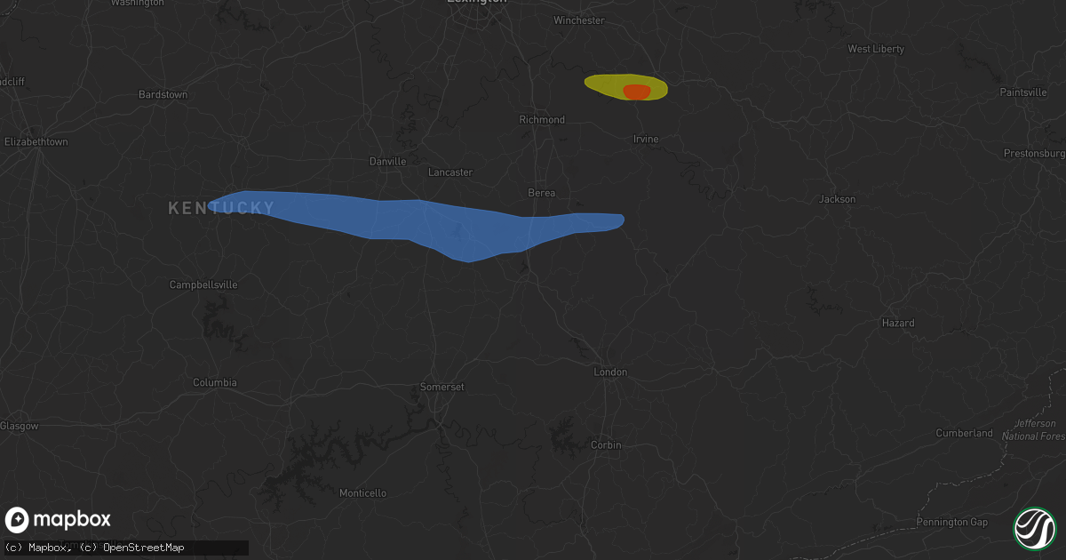 Hail map in Mount Vernon, KY on May 16, 2023