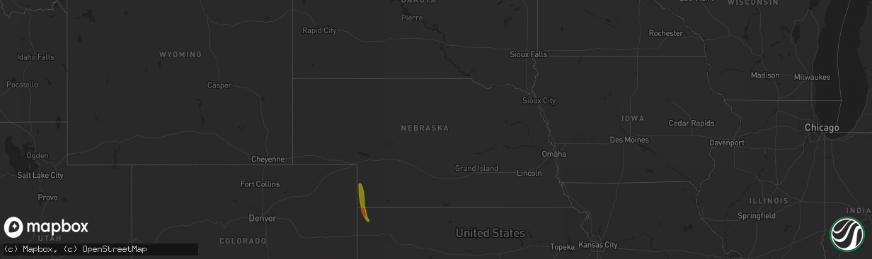 Hail map in Nebraska on May 16, 2023
