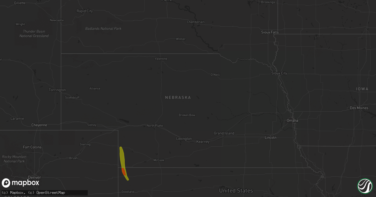 Hail map in Nebraska on May 16, 2023
