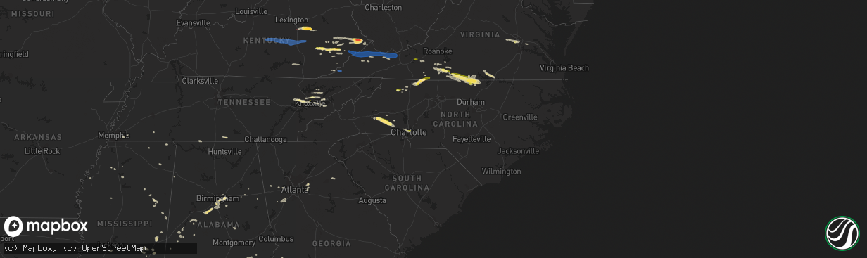 Hail map in North Carolina on May 16, 2023