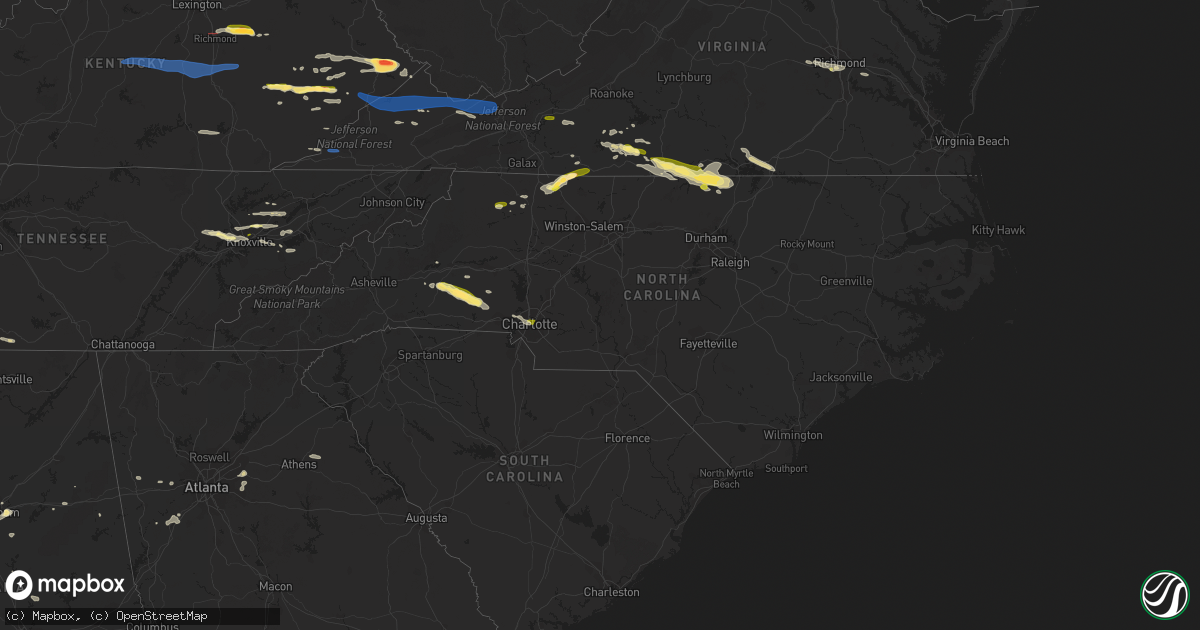 Hail map in North Carolina on May 16, 2023