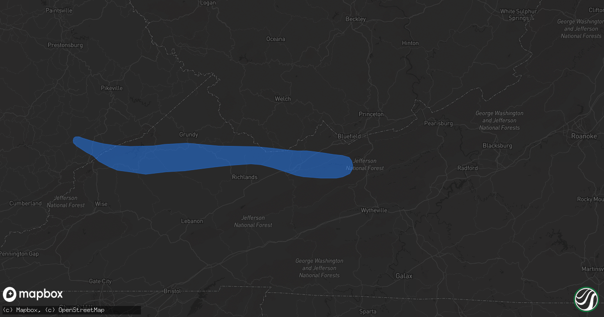 Hail map in North Tazewell, VA on May 16, 2023