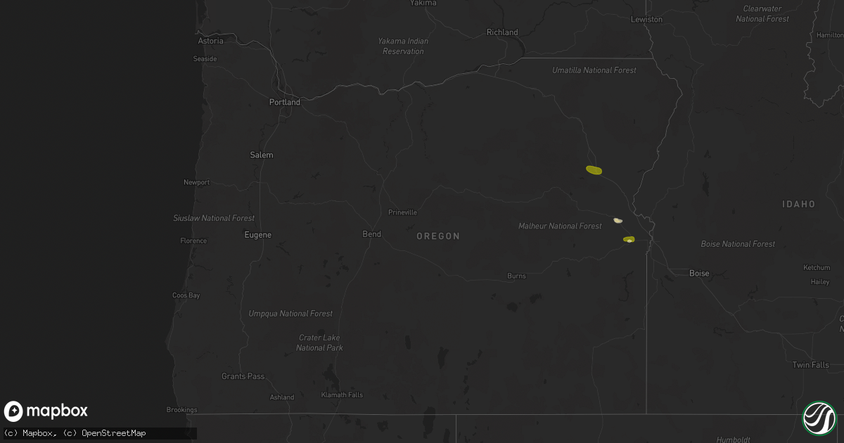 Hail map in Oregon on May 16, 2023