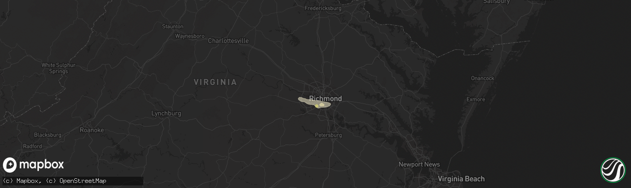 Hail map in Richmond, VA on May 16, 2023