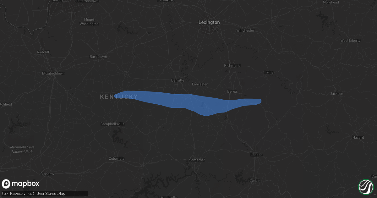 Hail map in Stanford, KY on May 16, 2023