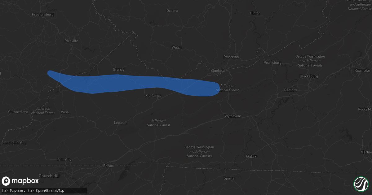 Hail map in Tazewell, VA on May 16, 2023