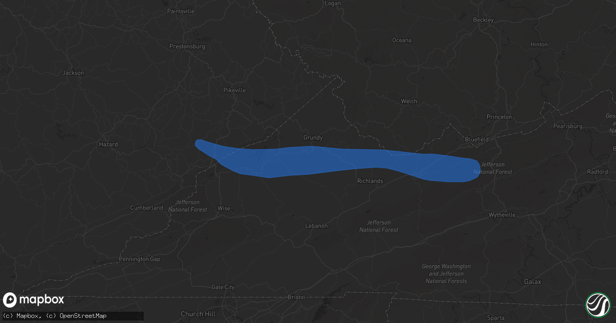 Hail map in Vansant, VA on May 16, 2023