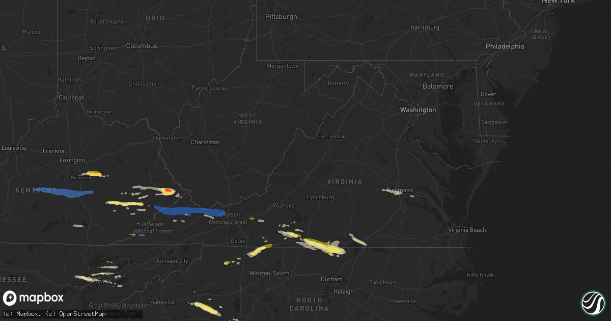 Hail map in Virginia on May 16, 2023