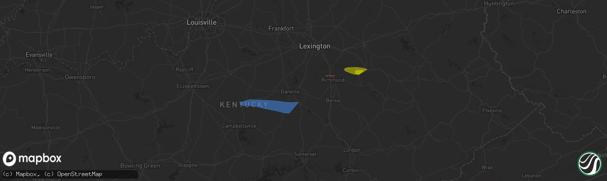 Hail map in Winchester, KY on May 16, 2023