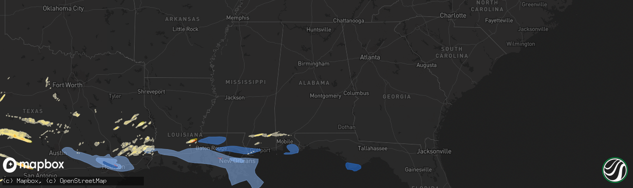 Hail map in Alabama on May 16, 2024