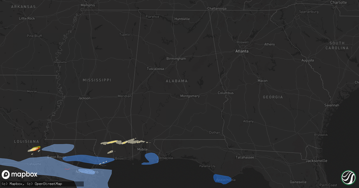 Hail map in Alabama on May 16, 2024