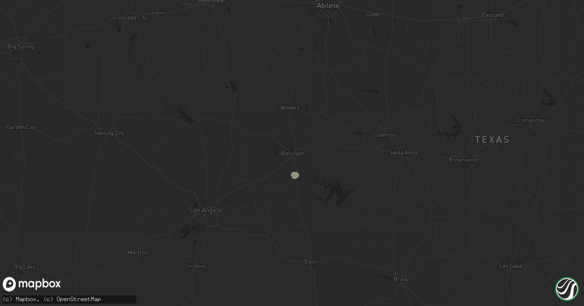 Hail map in Ballinger, TX on May 16, 2024