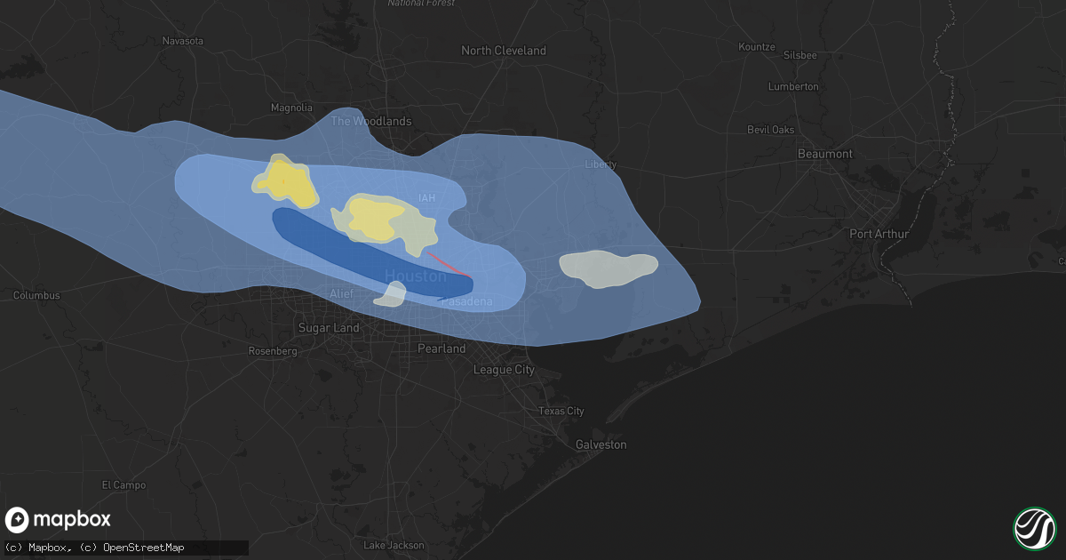 Hail map in Baytown, TX on May 16, 2024