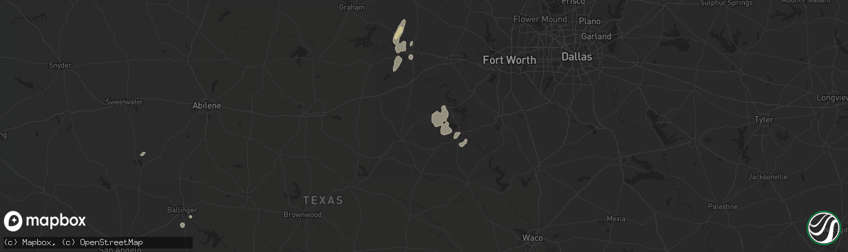 Hail map in Bluff Dale, TX on May 16, 2024