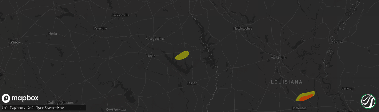 Hail map in Bronson, TX on May 16, 2024