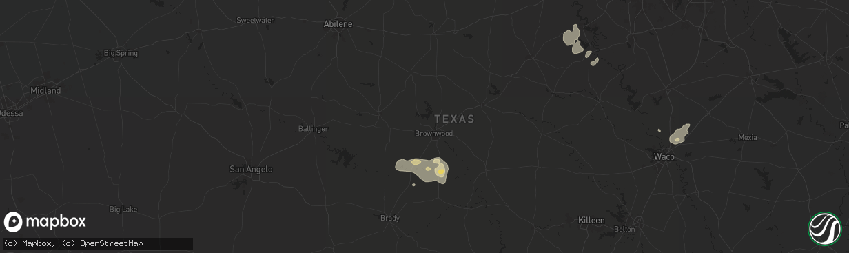 Hail map in Brownwood, TX on May 16, 2024