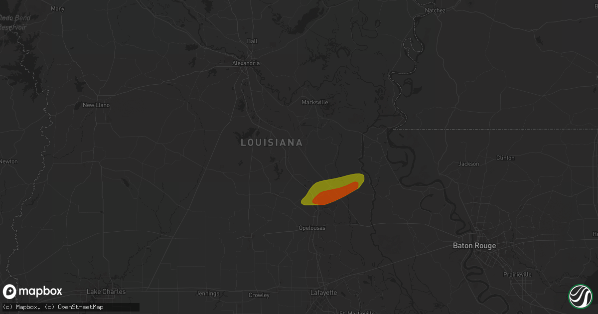 Hail map in Bunkie, LA on May 16, 2024