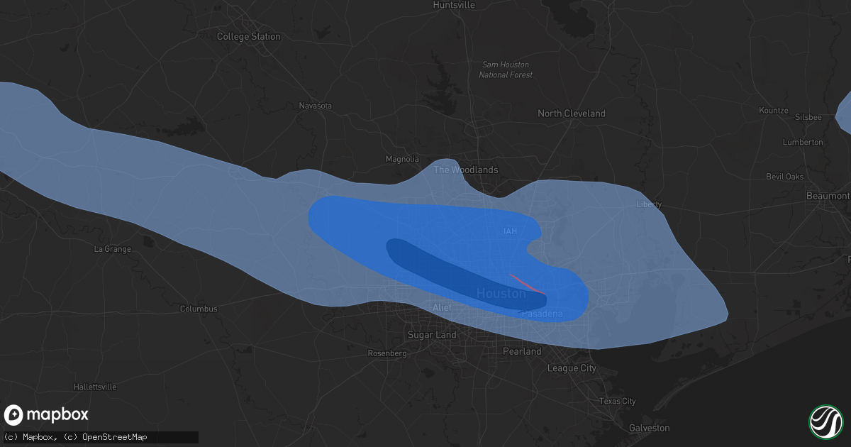 Hail map in Cypress, TX on May 16, 2024