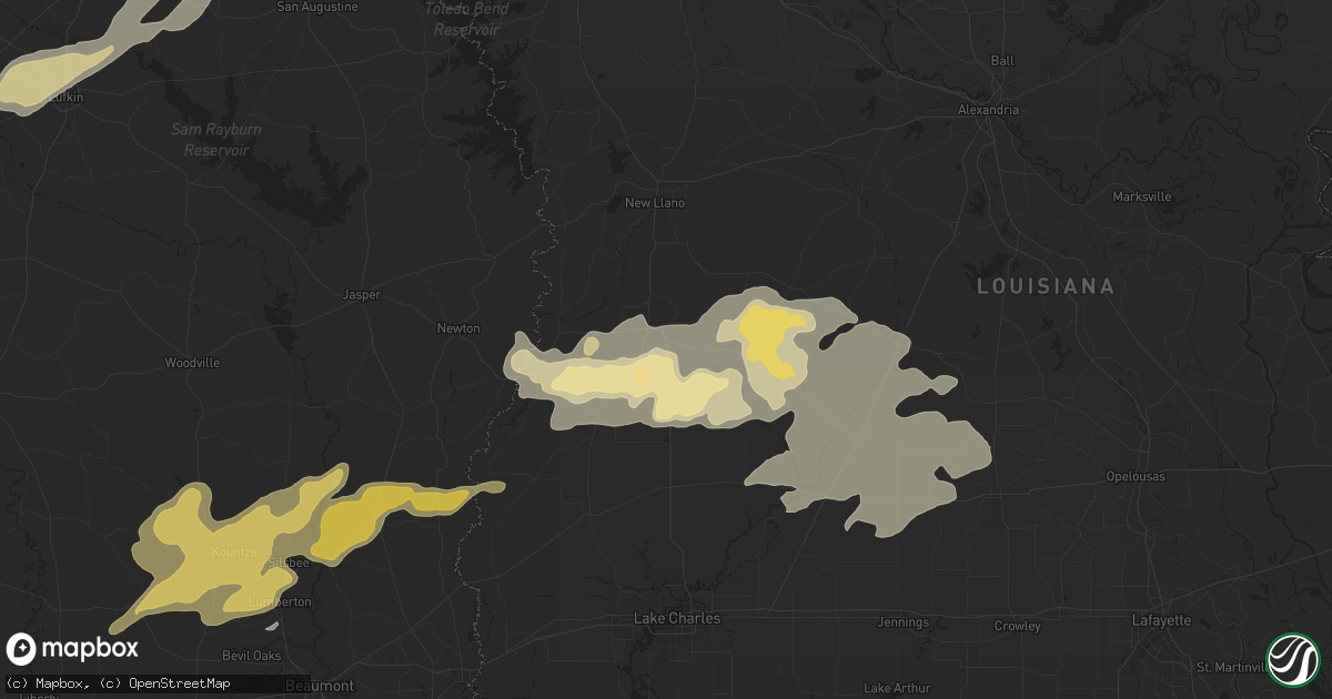 Hail map in Deridder, LA on May 16, 2024