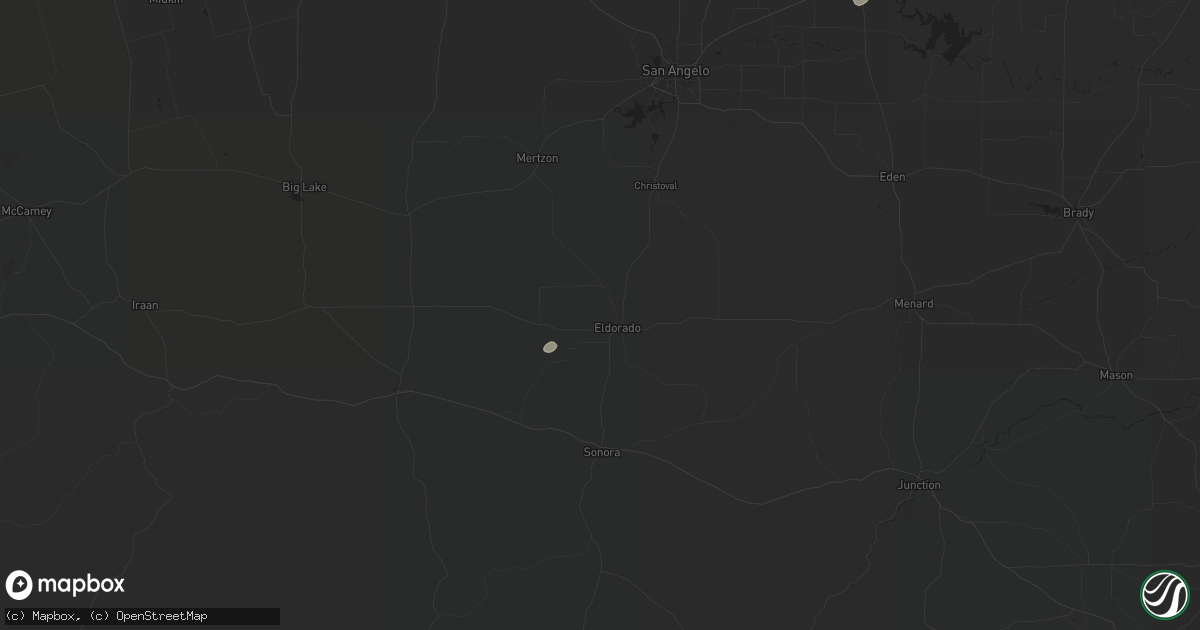 Hail map in Eldorado, TX on May 16, 2024