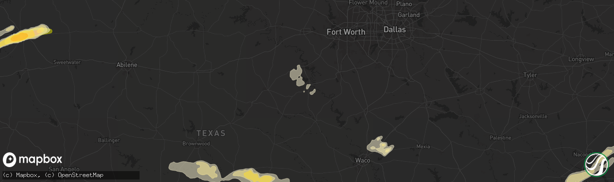 Hail map in Glen Rose, TX on May 16, 2024