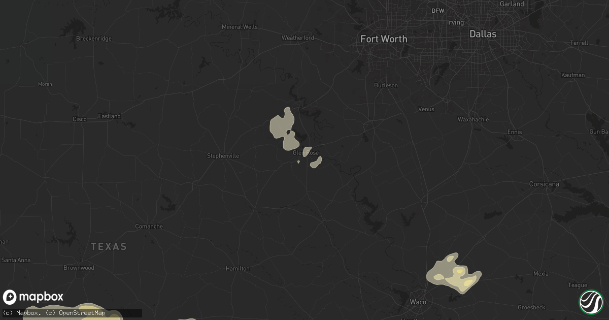 Hail map in Glen Rose, TX on May 16, 2024