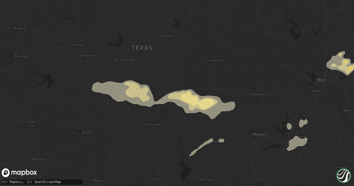 Hail map in Goldthwaite, TX on May 16, 2024
