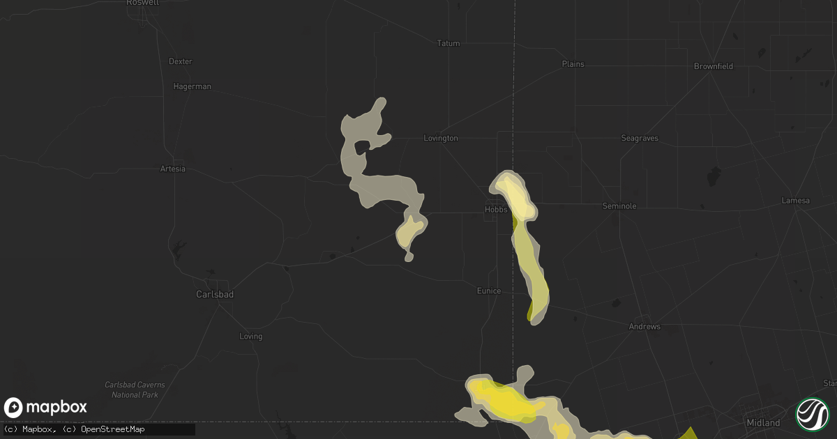 Hail map in Hobbs, NM on May 16, 2024