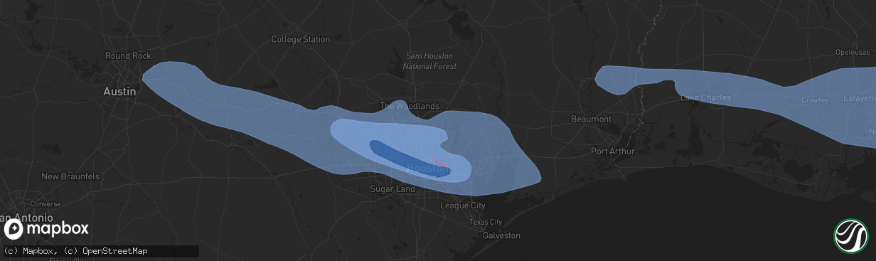 Hail map in Humble, TX on May 16, 2024