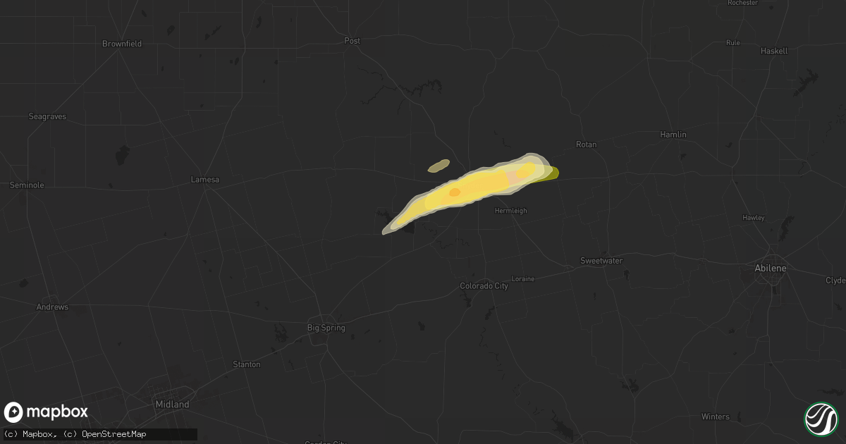 Hail map in Ira, TX on May 16, 2024