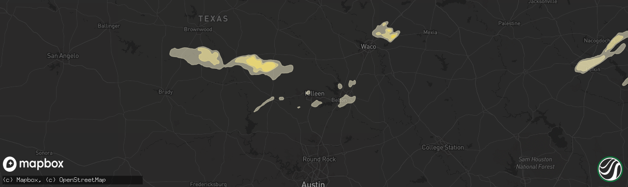 Hail map in Killeen, TX on May 16, 2024