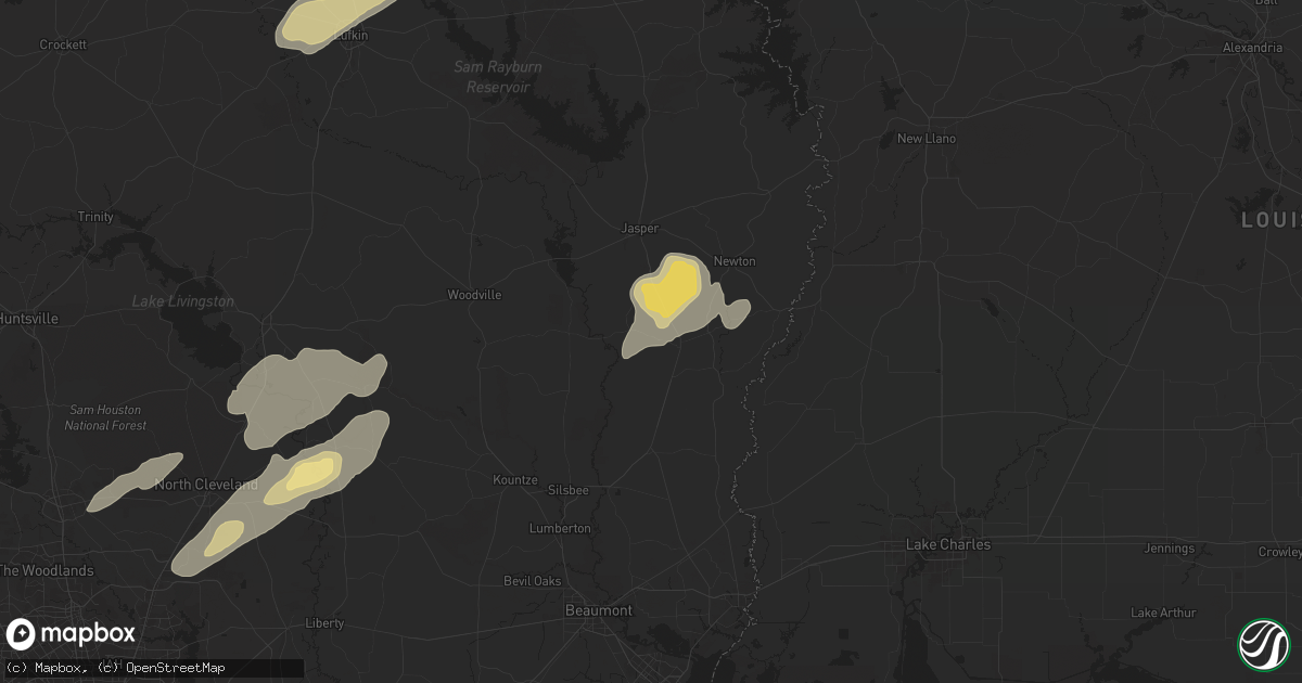 Hail map in Kirbyville, TX on May 16, 2024