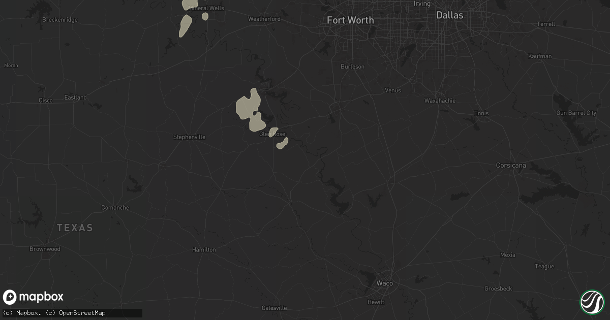 Hail map in Kopperl, TX on May 16, 2024