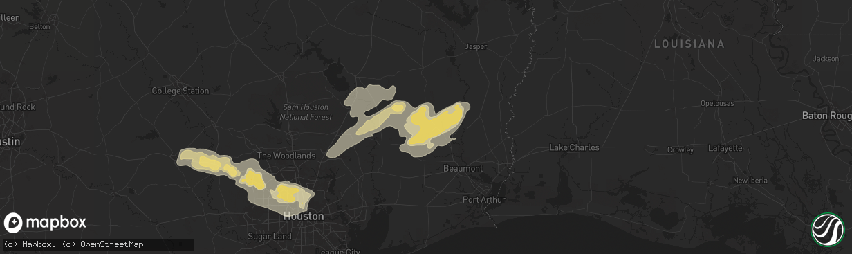 Hail map in Kountze, TX on May 16, 2024