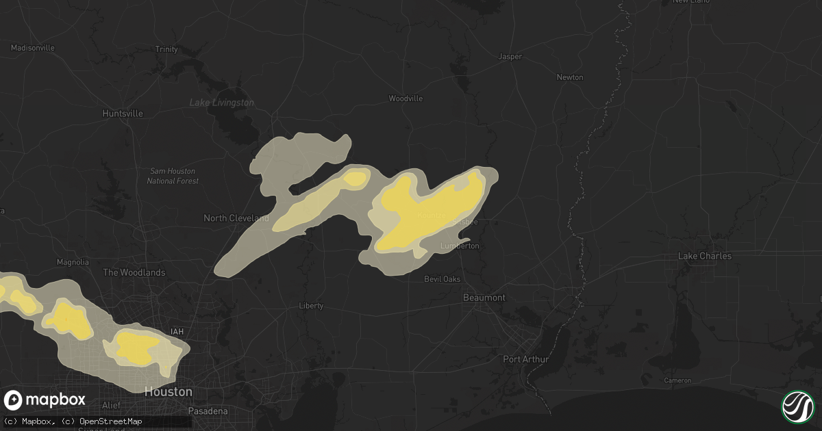 Hail map in Kountze, TX on May 16, 2024