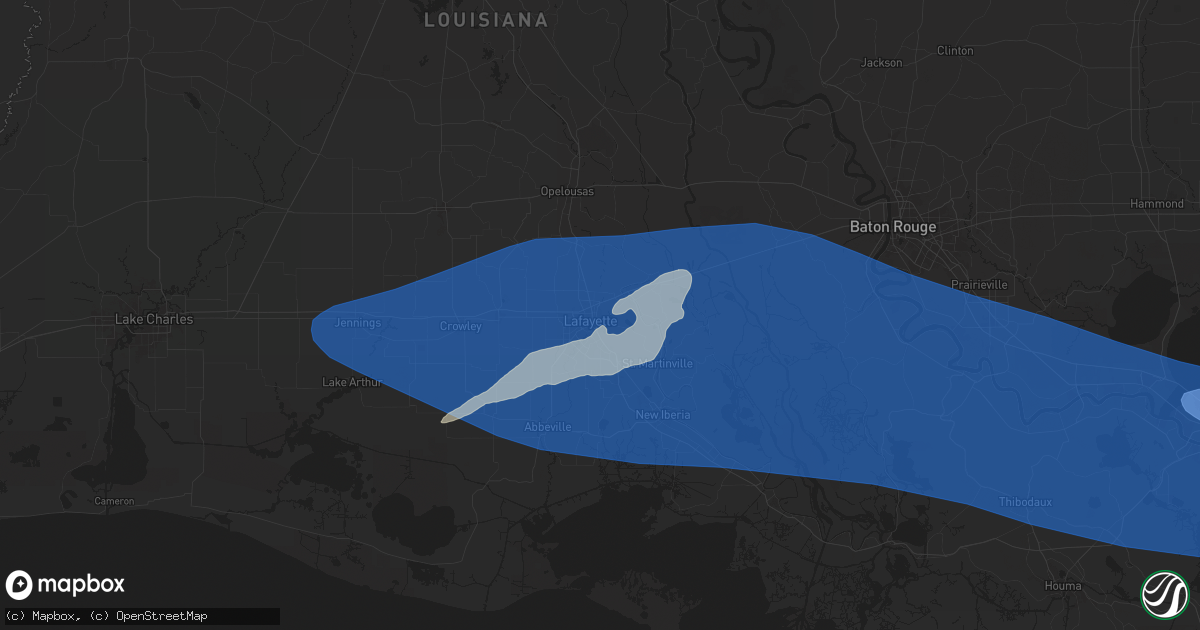 Hail map in Lafayette, LA on May 16, 2024
