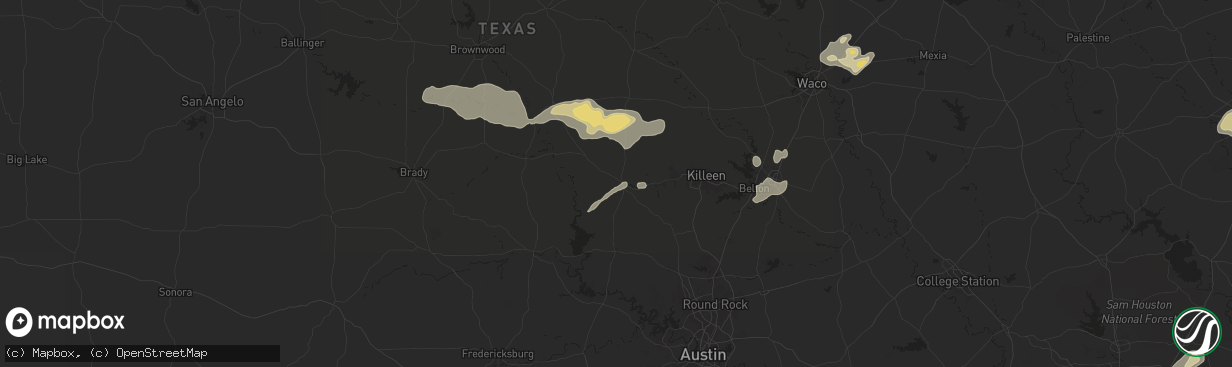 Hail map in Lampasas, TX on May 16, 2024