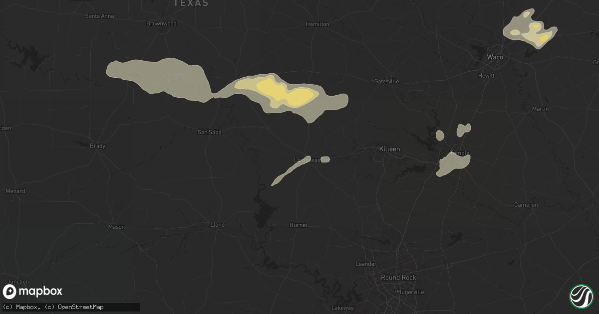 Hail map in Lampasas, TX on May 16, 2024
