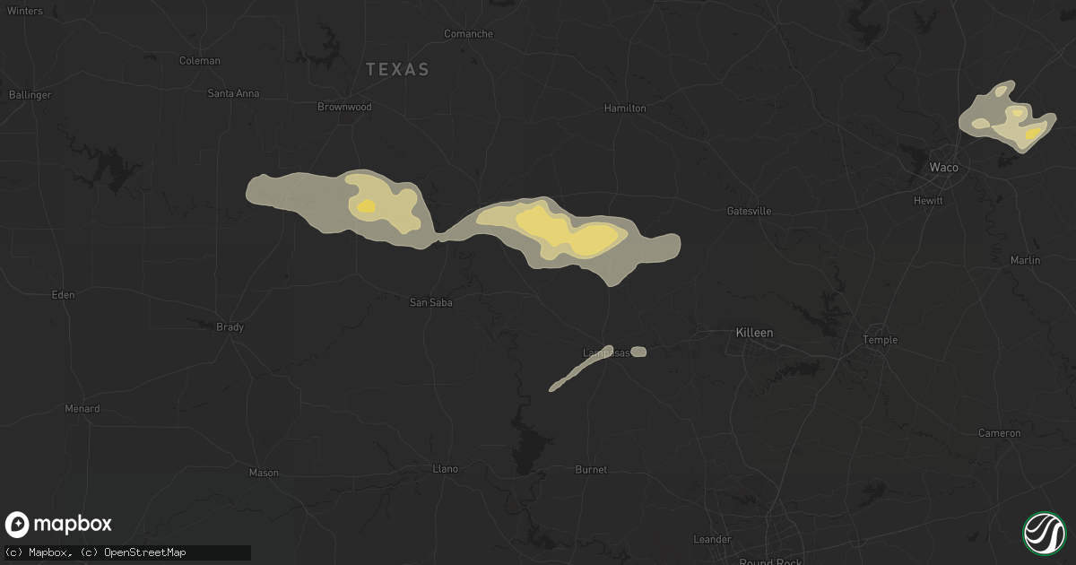 Hail map in Lometa, TX on May 16, 2024