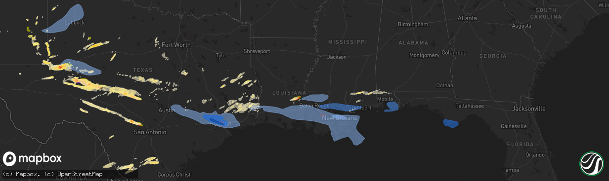 Hail map in Louisiana on May 16, 2024