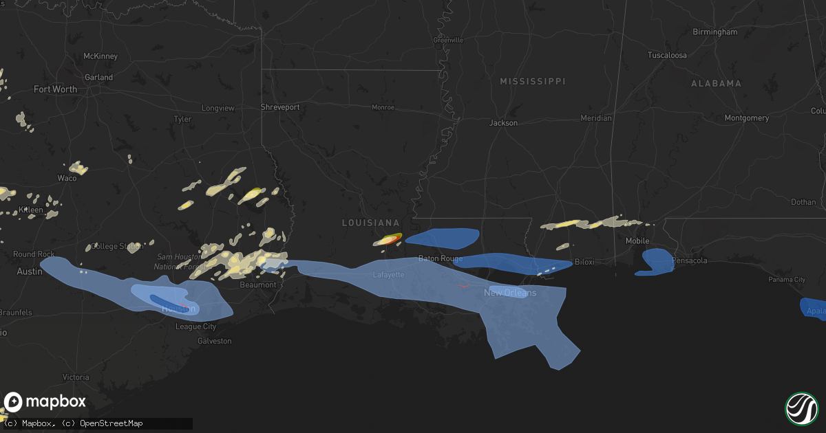 Hail map in Louisiana on May 16, 2024