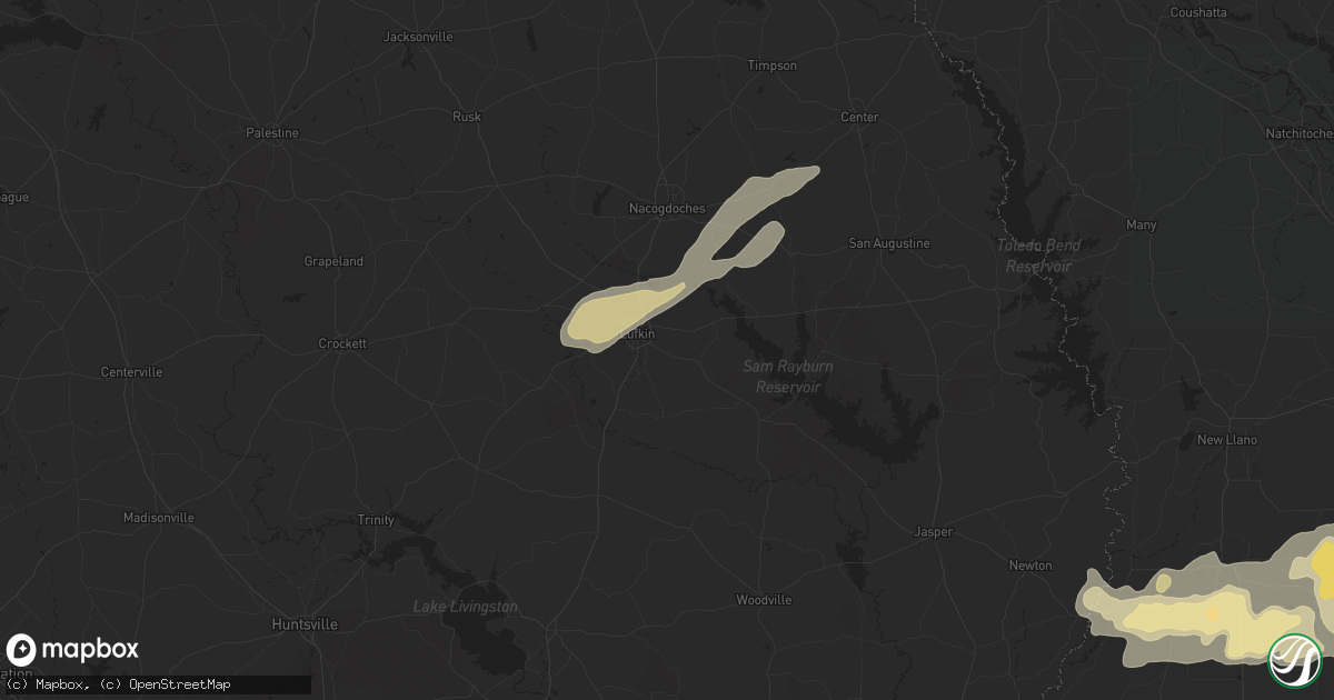 Hail map in Lufkin, TX on May 16, 2024