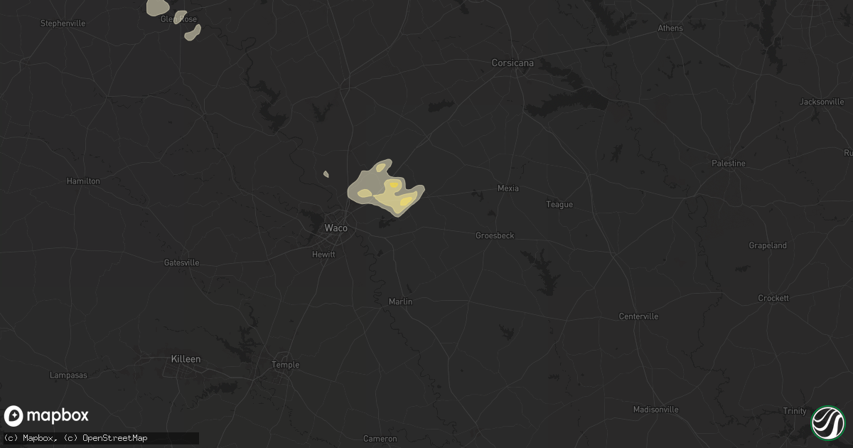 Hail map in Mart, TX on May 16, 2024