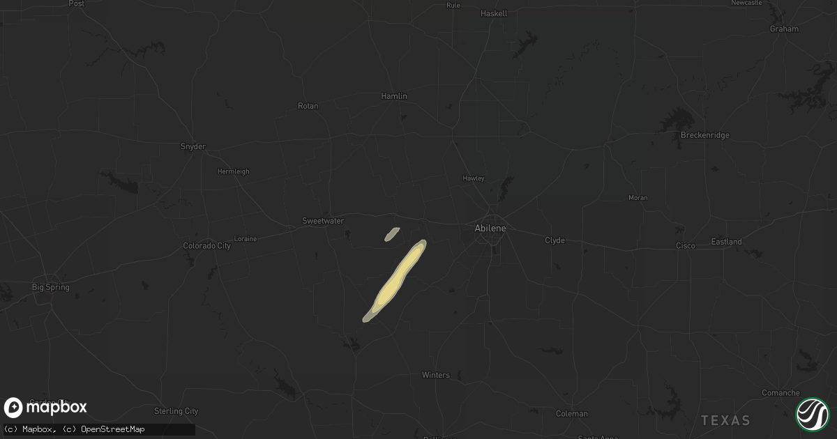 Hail map in Merkel, TX on May 16, 2024