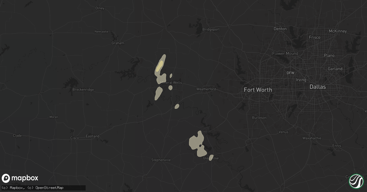 Hail map in Millsap, TX on May 16, 2024