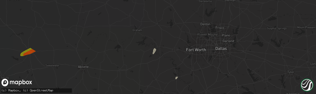 Hail map in Mineral Wells, TX on May 16, 2024