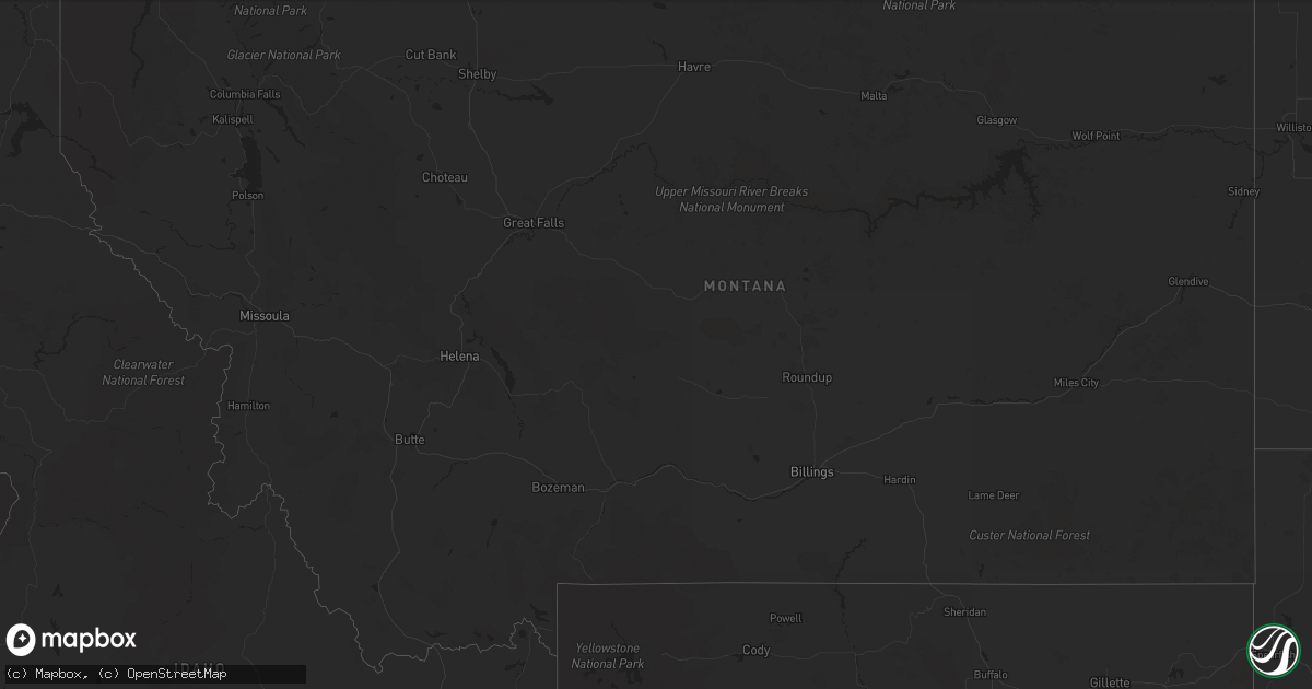 Hail map in Montana on May 16, 2024